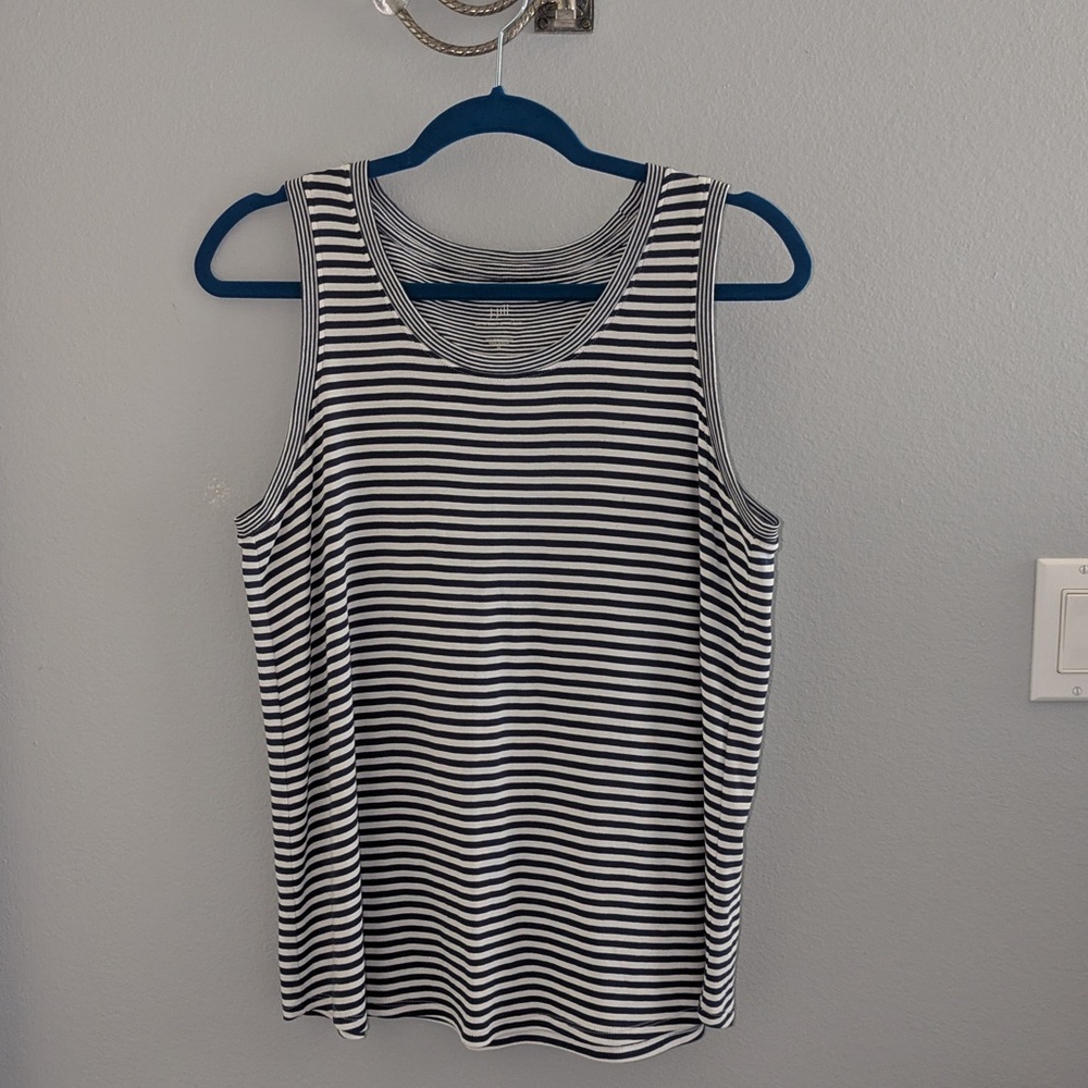 J. Jill Black and White Striped Tank Top